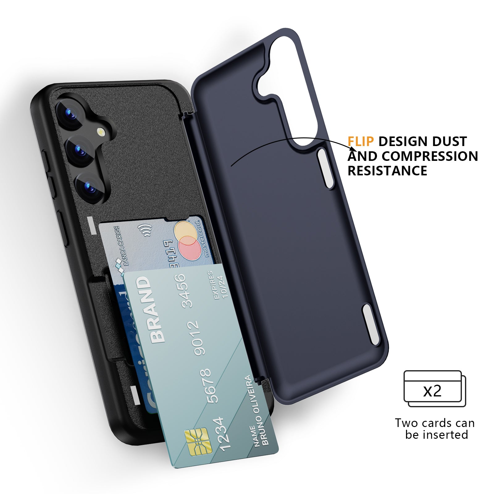 For Samsung Galaxy S23 FE Case Card Holder Shockproof TPU+PC Phone Cover with Flip Kickstand For Samsung Galaxy S23 FE Case Card Holder Shockproof TPU+PC Phone Cover with Flip Kickstand